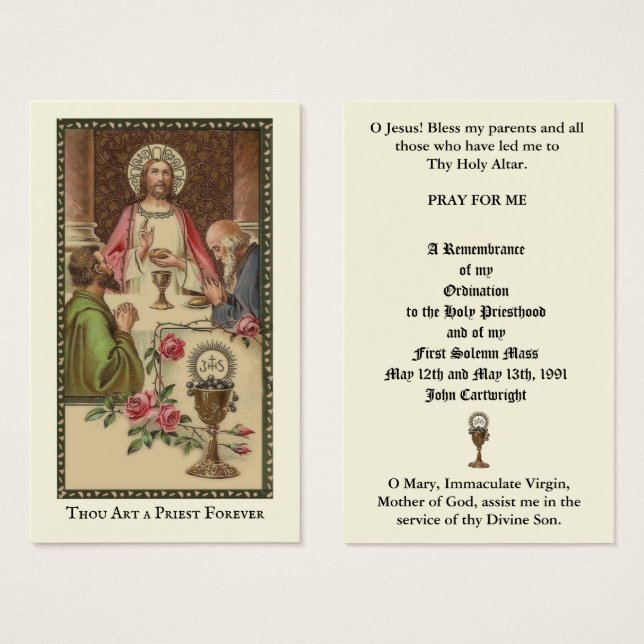 CATHOLIC PRIEST ORDINATION  ANNIVERSARY HOLY CARDS (Front & Back)