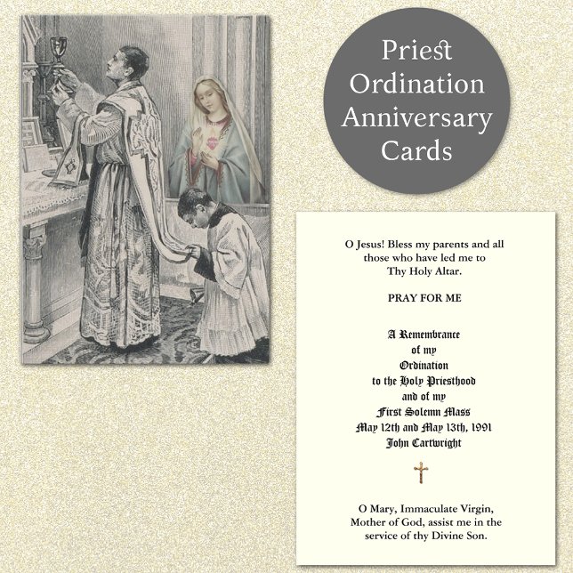 CATHOLIC PRIEST ORDINATION ANNIVERSARY HOLY CARDS (Catholic Priest Ordination Anniversary Prayer Cards)