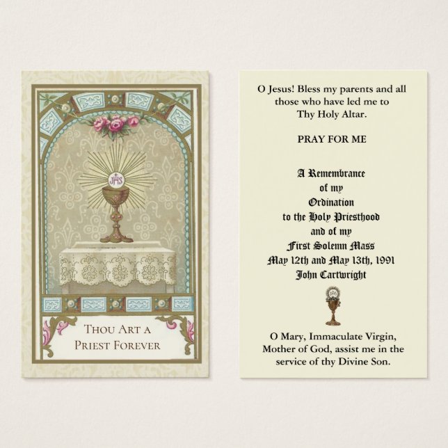 CATHOLIC PRIEST ORDINATION  ANNIVERSARY HOLY CARDS (Front & Back)