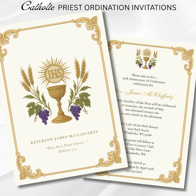 Catholic  Priest Ordination Anniversary Invitation (Creator Uploaded)