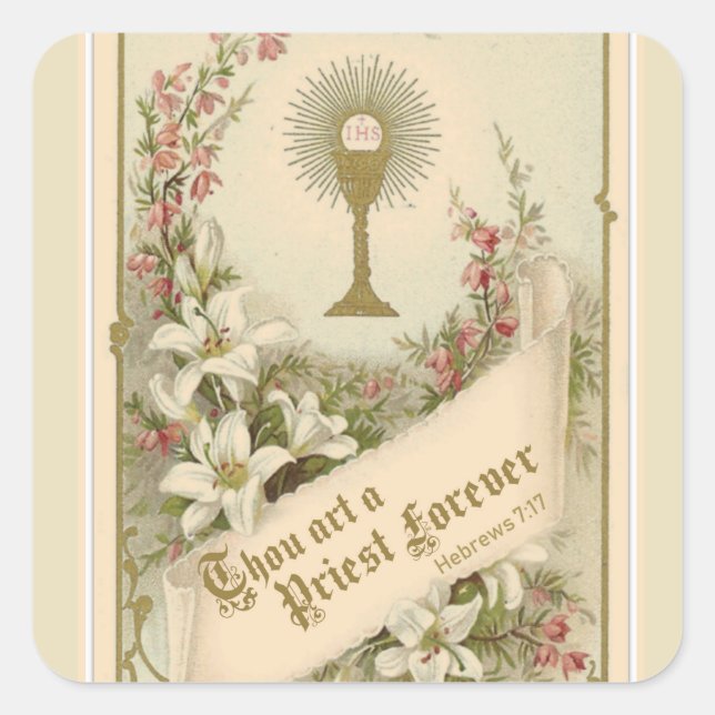Catholic Priest Ordination Eucharist Religious Square Sticker (Front)
