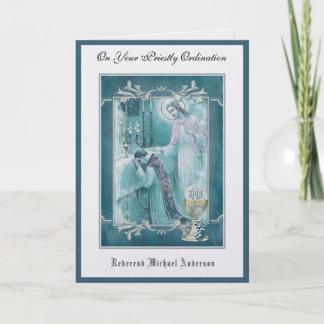 Catholic Priest Ordination Religious Jesus  Card (Front)