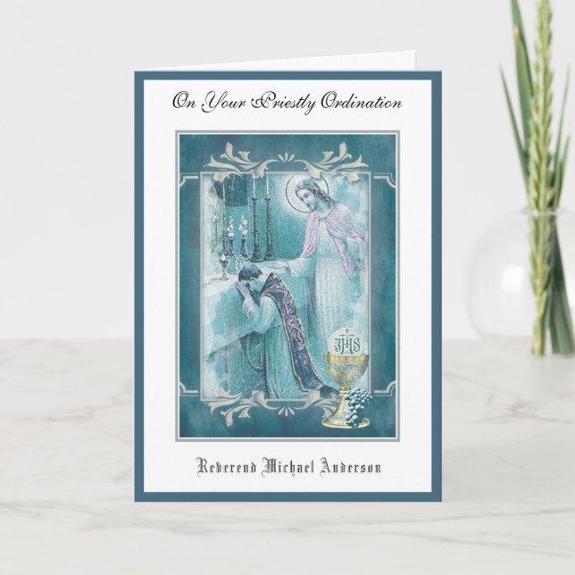 Catholic Priest Ordination Religious Jesus  Card (Front)