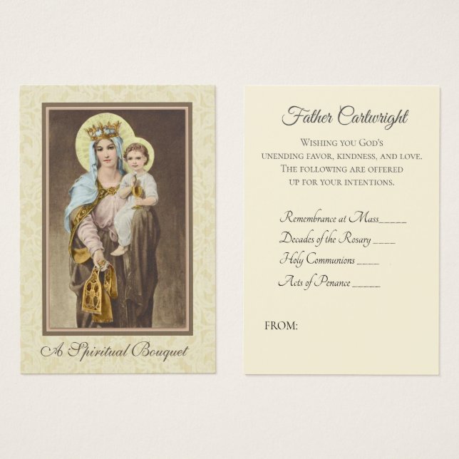 Catholic Priest Spiritual Bouquet Holy Cards (Front & Back)