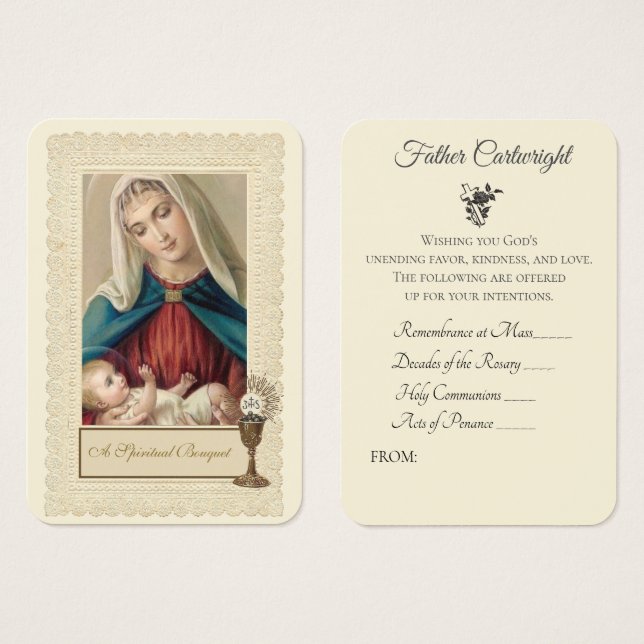 Catholic Priest Spiritual Bouquet Holy Cards (Front & Back)
