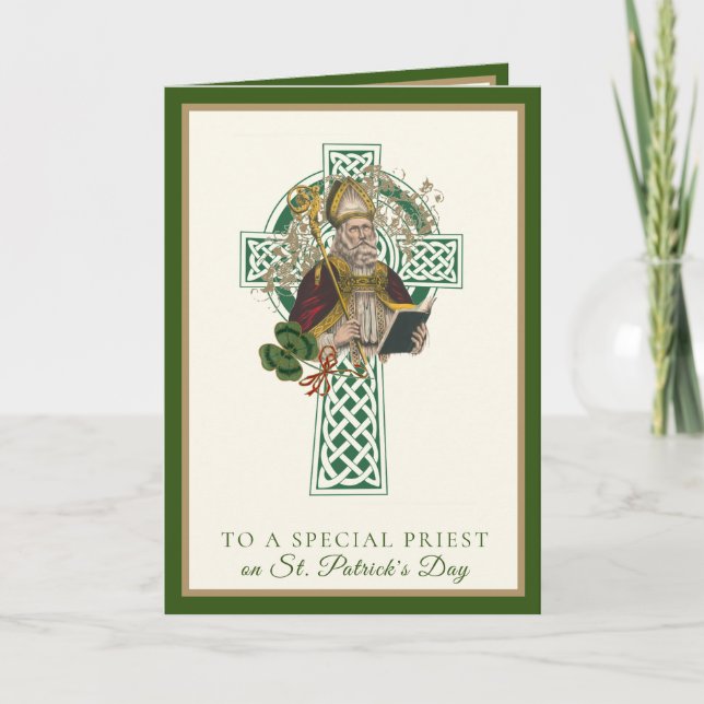 Catholic Priest St. Patrick's Day Shamrocks Card (Front)