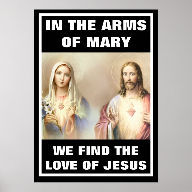 CATHOLIC SACRED HEART IMMACULATE MARY RELIGIOUS POSTER (Front)