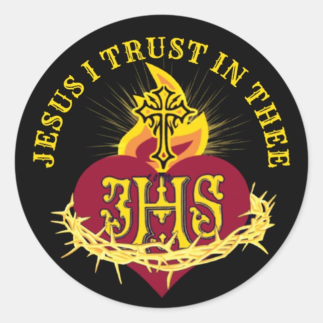 Catholic Sacred Heart of Jesus Religious Classic Round Sticker (Front)