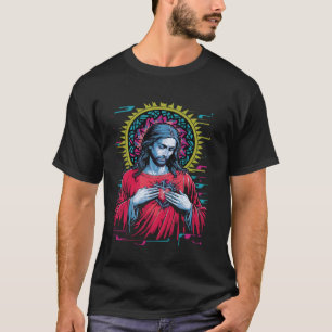 Catholic Sacred Heart of Jesus Retrowave Vaporwave T-Shirt
