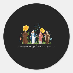 Catholic Saints Floral Women Religious Men Women K Classic Round Sticker