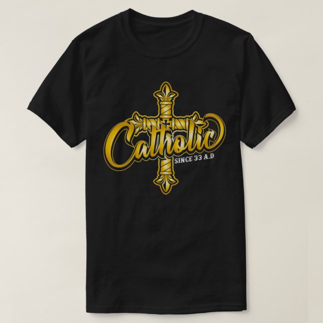 Catholic Since 33 AD Iron Resurrection & Divine Me T-Shirt (Design Front)