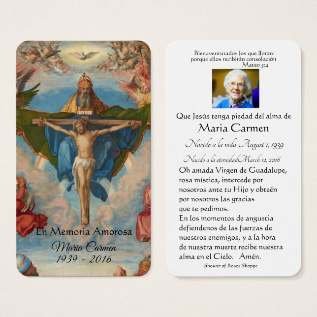 Catholic Spanish Jesus Funeral Memorial Holy Card (Front & Back)
