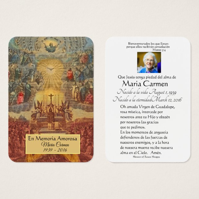 Catholic Spanish Jesus Funeral Memorial Holy Card (Front & Back)