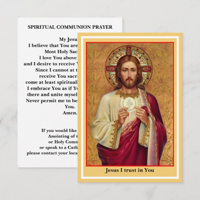 Catholic Spiritual Communion Prayer Card (Front/Back)