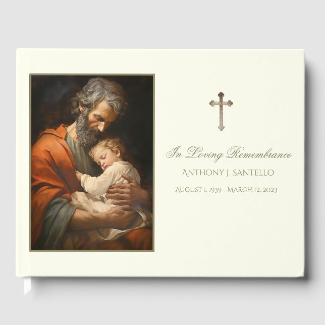 Catholic St. Joseph & Jesus Memorial Funeral  Guest Book (Front)