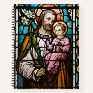 Catholic St. Joseph Jesus Stained Glass Religious Notebook