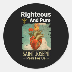 Catholic St. Joseph, Patron Saint Of Fathers, Pray Classic Round Sticker