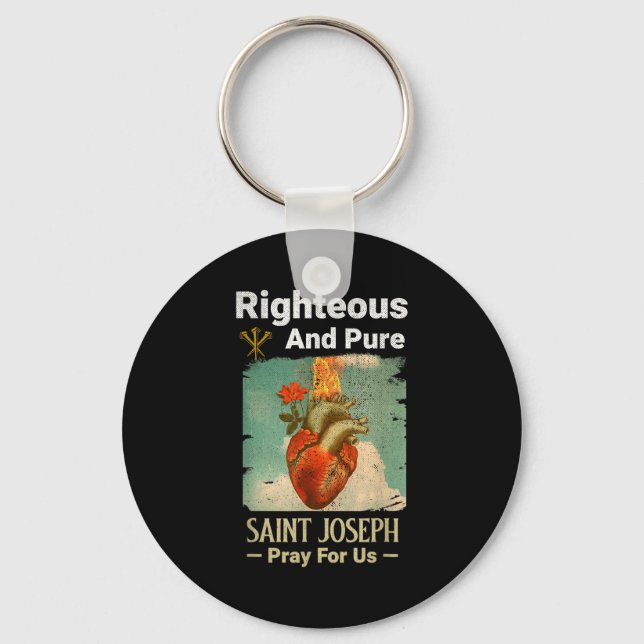 Catholic St. Joseph, Patron Saint Of Fathers, Pray Keychain (Front)