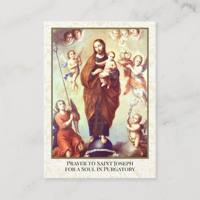 Catholic St. Joseph Prayer Souls in Purgatory Business Card (Front)