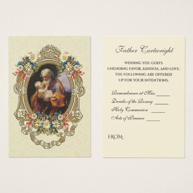 Catholic St. Joseph Spiritual Bouquet Holy Cards (Front & Back)