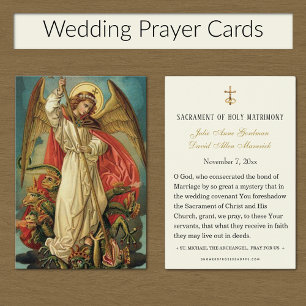Catholic St. Michael Archangel  Wedding Holy Card