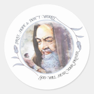 Catholic St. Padre Pio Capuchin Floral Classic Round Sticker