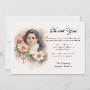 Catholic St. Therese Funeral Condolence Thank You Card