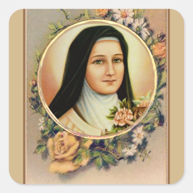 Catholic St. Therese the Little Flower Square Sticker (Front)