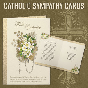 Catholic Sympathy Condolence Floral Rosary Card