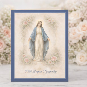 Catholic Sympathy Mother Mary Floral Card