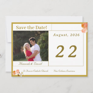 Catholic Terracotta Rose Flat Save The Date Card