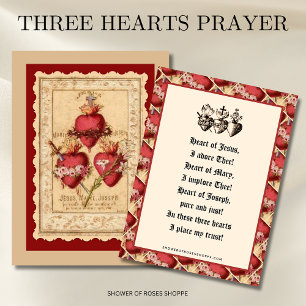 Catholic Three Hearts Jesus Mary Joseph Prayer  Business Card