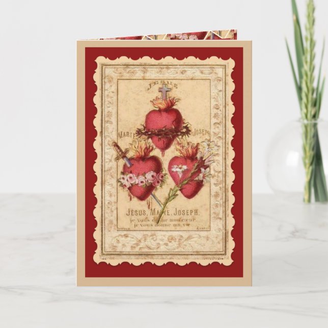 Catholic Three Hearts Jesus Mary Joseph Prayer  Thank You Card (Front)