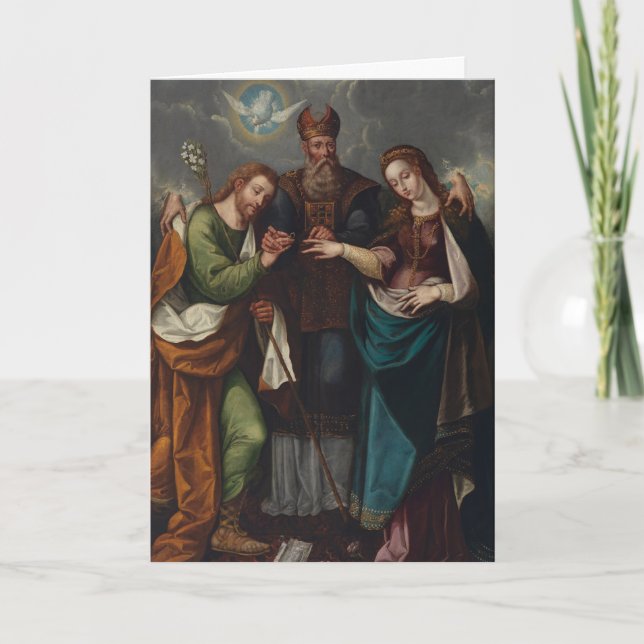 Catholic Traditional Matrimony Wedding Greeting Holiday Card (Front)