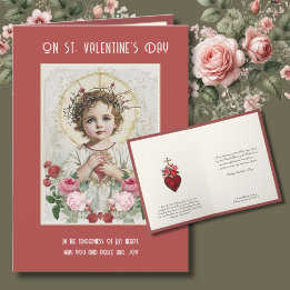 Catholic Valentine Roses Sacred Heart of Jesus Card