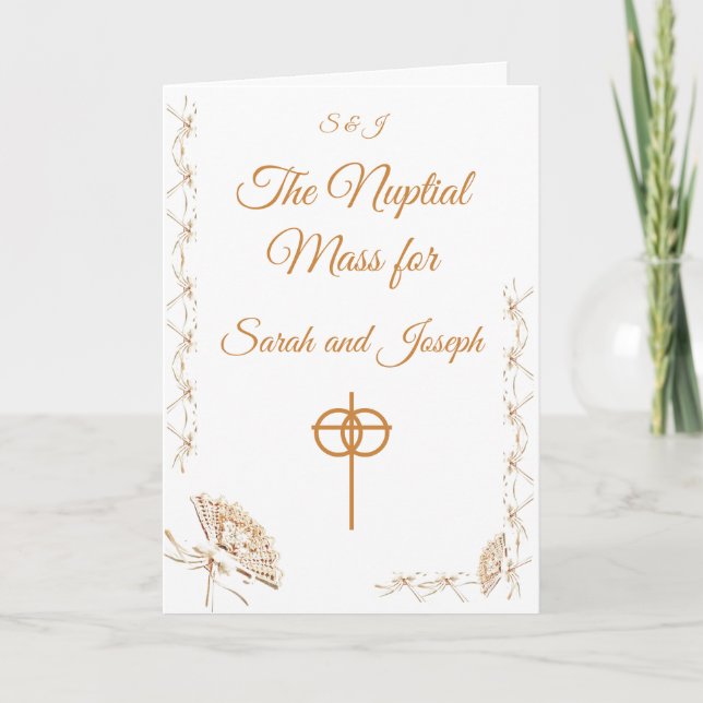 Catholic Victorian Fan Wedding Program (Front)
