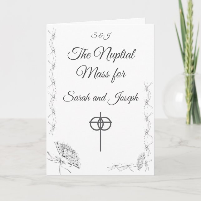 Catholic Victorian Fan Wedding Program (Front)