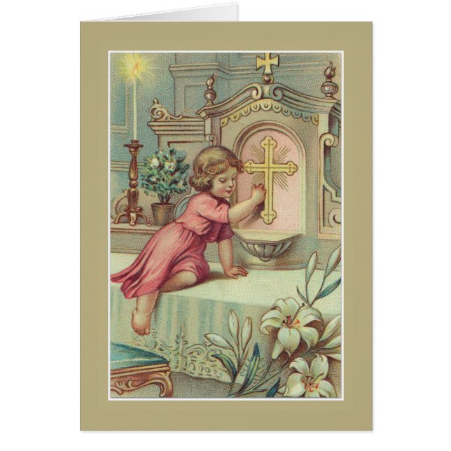 Catholic Vintage Child at Tabernacle Altar (Front)
