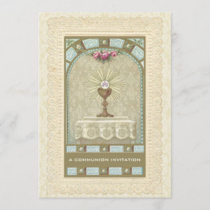 Catholic Vintage First Holy Communion Invitation