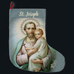 Catholic vintage  St. Joseph with Baby Jesus Large Christmas Stocking<br><div class="desc">Personalize this beautiful stocking with a vintage traditional Catholic image of St. Joseph & the Baby Jesus!  All text and fonts can be modified.</div>
