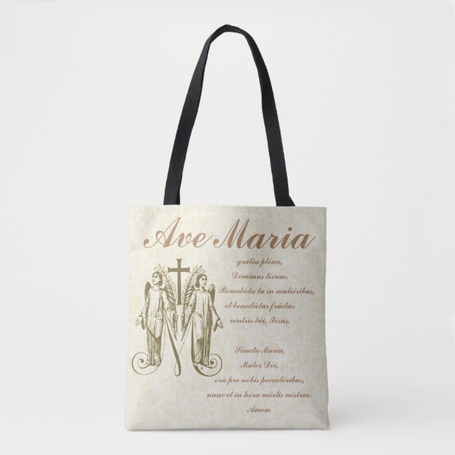 Catholic Virgin Mary Ave Maria in Latin Tote Bag (Front)