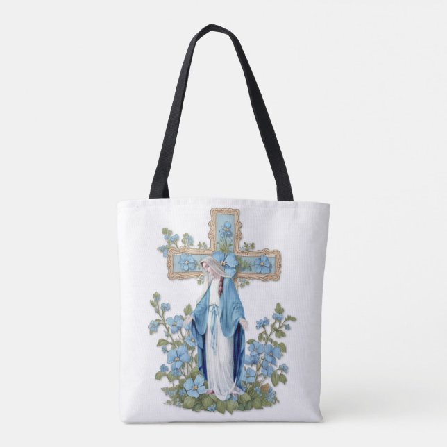 Catholic Virgin Mary Ave Maria in Latin Tote Bag (Back)