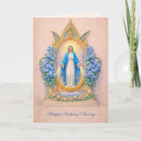 Catholic Virgin Mary Floral Birthday Card