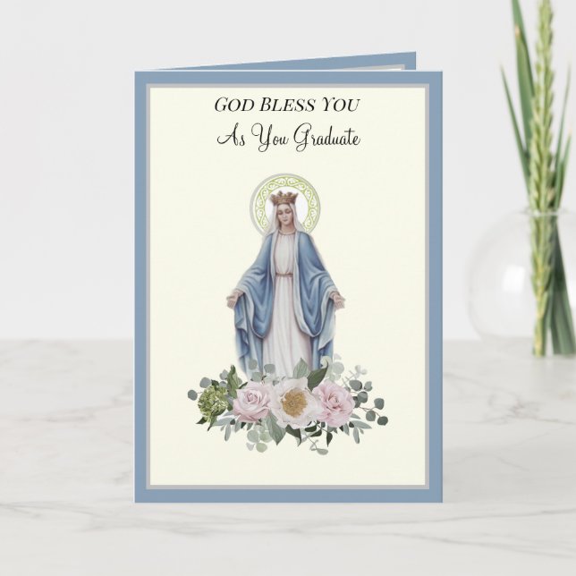 Catholic Virgin Mary Graduation Commencement Card (Front)