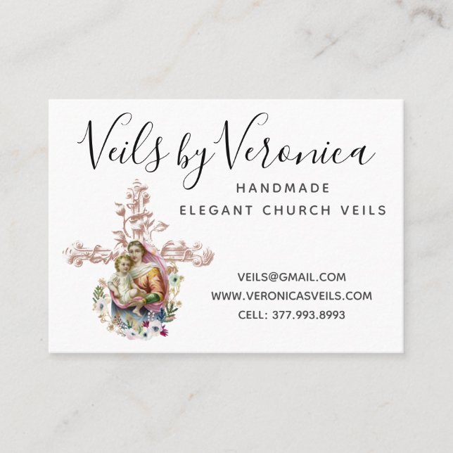 Catholic Virgin Mary Jesus Cross Religious Business Card (Front)
