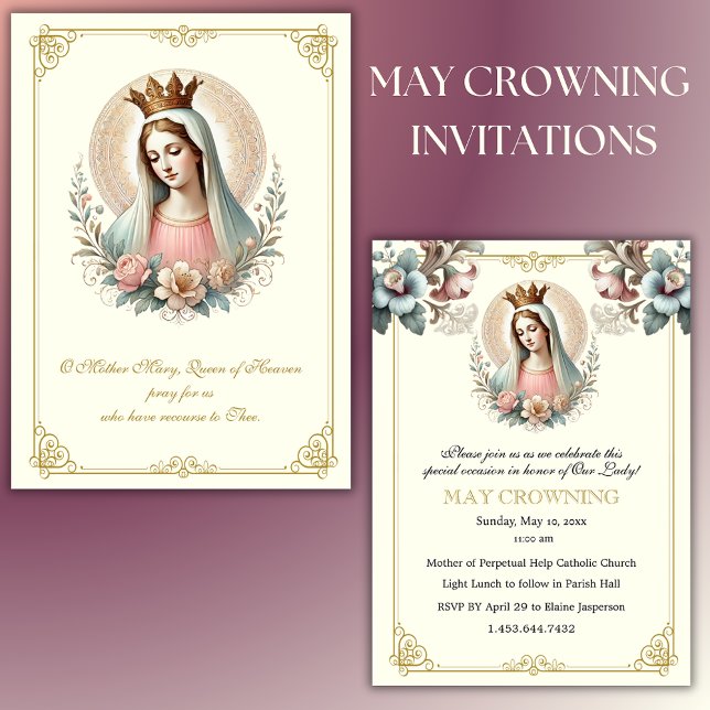 Catholic Virgin Mary May Crowning Religious Event Invitation (Creator Uploaded)