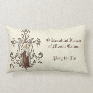 Catholic Virgin Mary Mount Carmel Jesus Scapular Lumbar Pillow