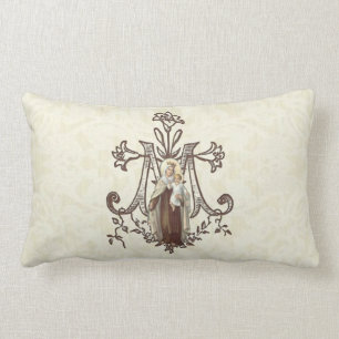 Catholic Virgin Mary Mount Carmel Jesus Scapular Lumbar Pillow