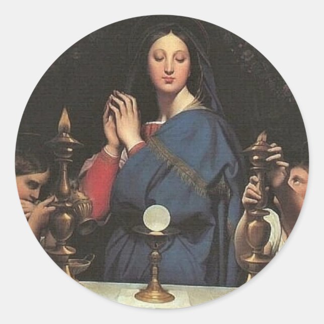 Catholic Virgin Mary of the Host  Religious Classic Round Sticker (Front)