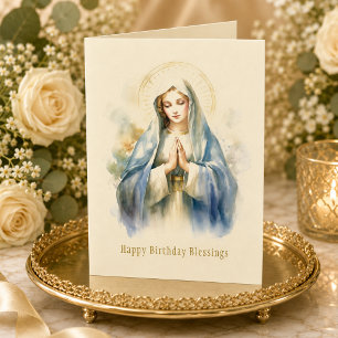 Catholic Virgin Mary Religious Birthday Card